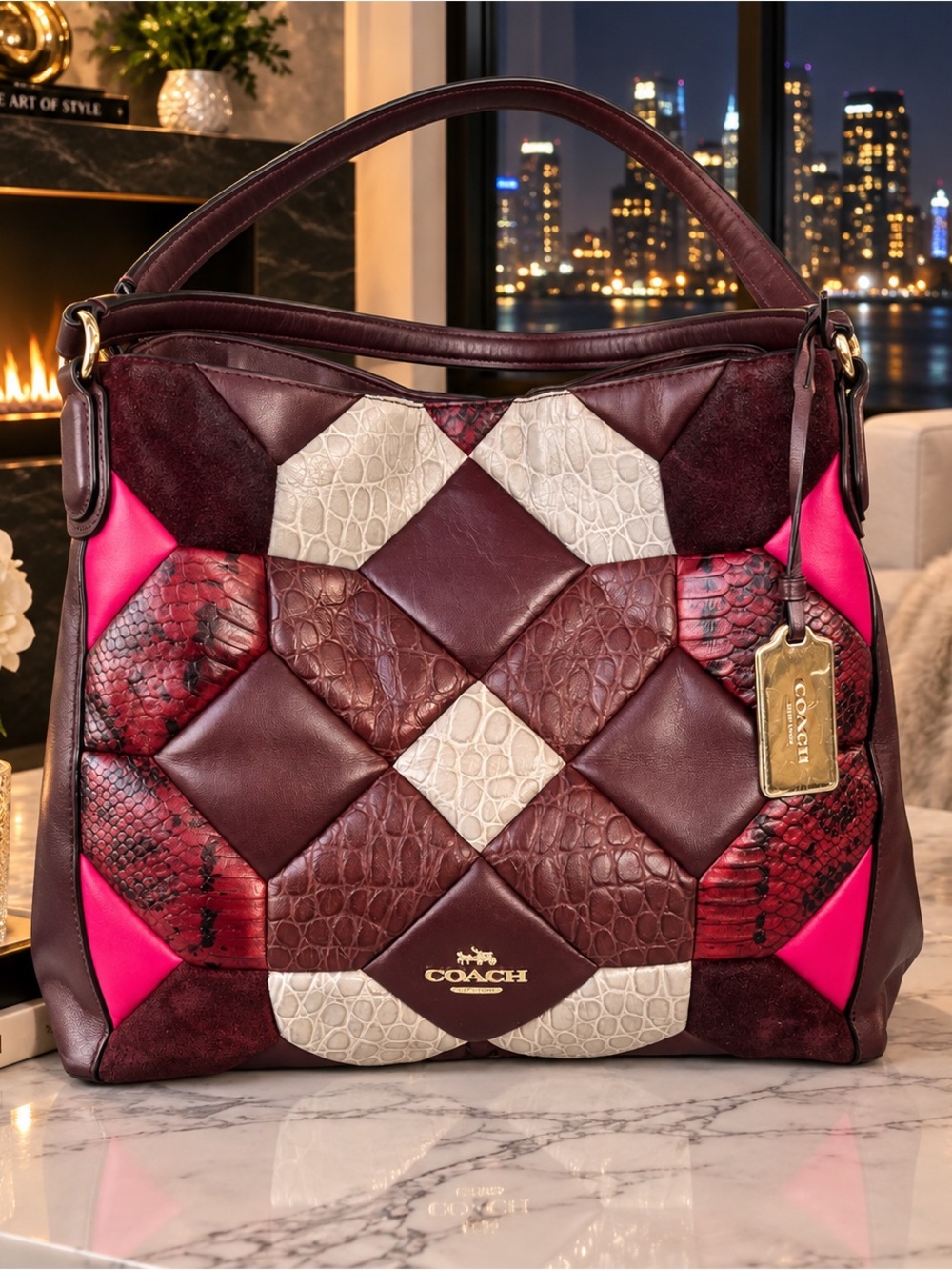 Coach Edie 31 Canyon Quilt Exotic Leather Shoulder Bag.2016 Rare